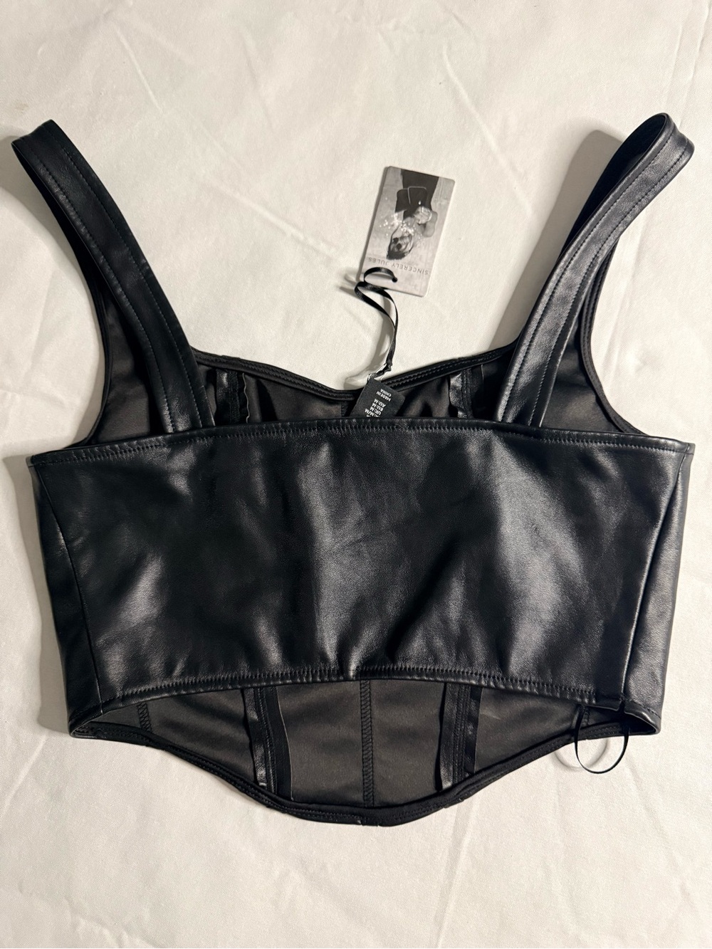 Sincerely Jules Black Faux Leather Corset Crop Top - Picture 5 of 5